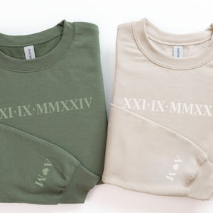 Personalized AffectionEmbroide® Roman Numeral Date Hoodies & Embroidered Sweatshirts