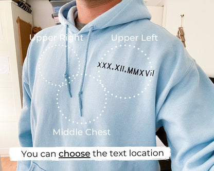 Personalized AffectionEmbroide® Roman Numeral Date Hoodies & Embroidered Sweatshirts