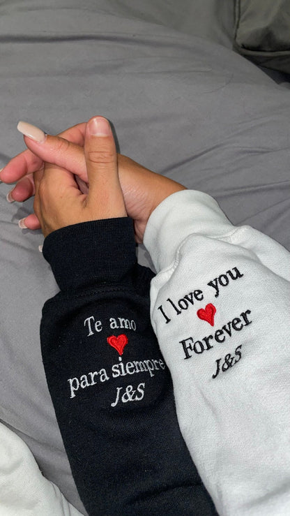 Personalized AffectionEmbroide® Matching Hoodies | Embroidered Sweatshirts & Zip-Ups | Anniversary, Christmas, & Wedding Gifts