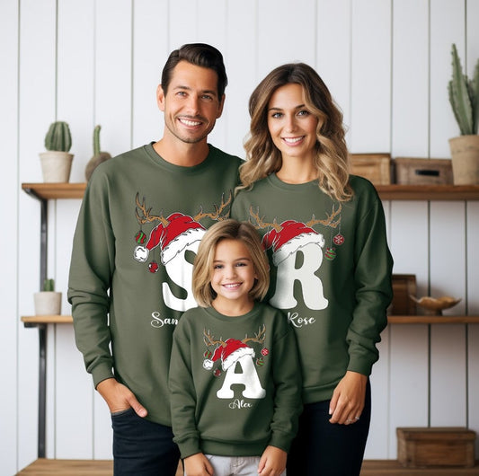 Personalized AffectionEmbroide® Custom Christmas Sweatshirts | Printed Family Hoodies & Matching Zip-Ups | Holiday Gifts