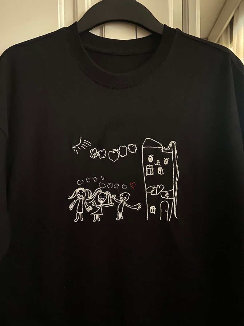 Personalized AffectionEmbroide® Custom Kids Photo Drawing T-Shirt & Sweatshirt | Unique Embroidered Gifts for Moms, Dads, Aunts, & Sisters